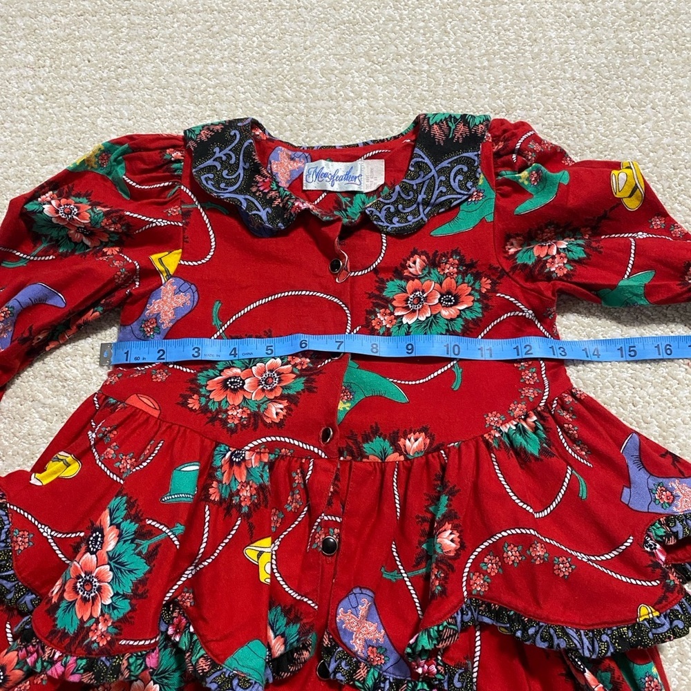 Vintage Vibrant Red Floral Kids Dress - Picture 15 of 16